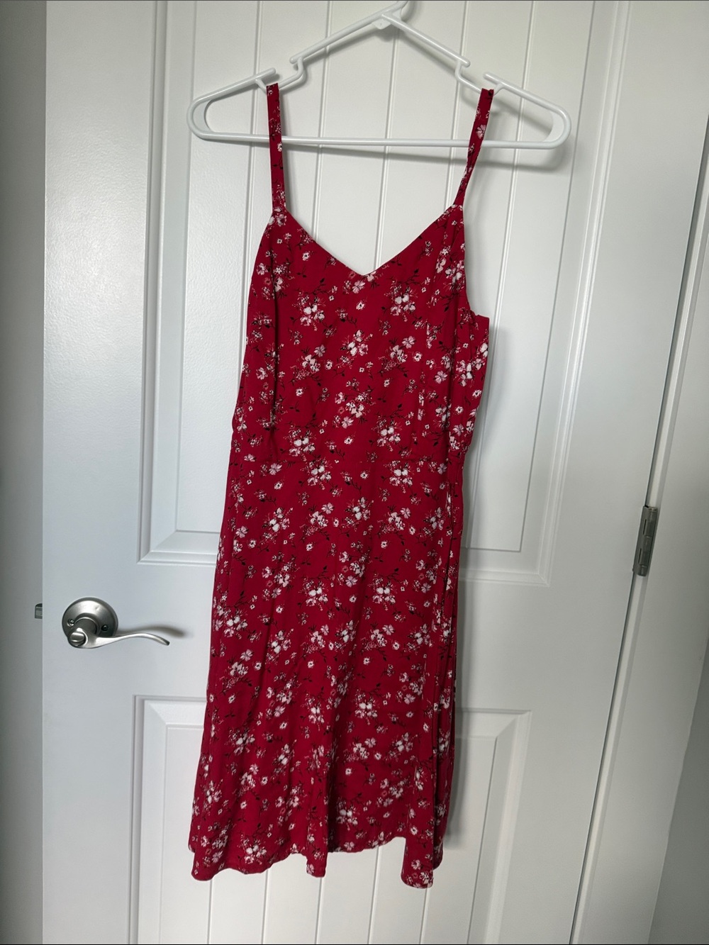 Maurices Red Floral Midi Slip Dress